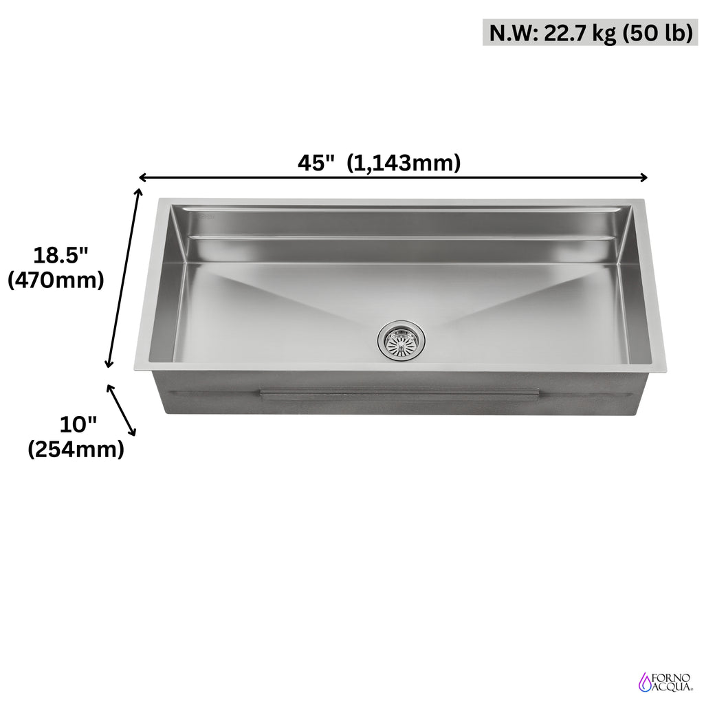 FORNO ACQUA 45 in. Undermount 3-Level Workstation MultiSINK with Custom-Fit Accessories