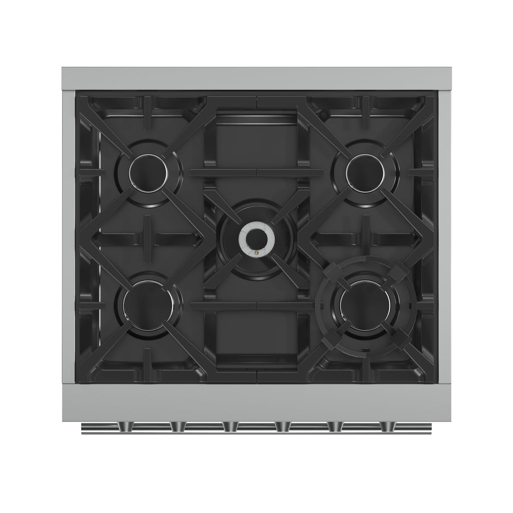 Forno Massimo 30-Inch Freestanding Gas Range, 5 Burners, True Convection Oven