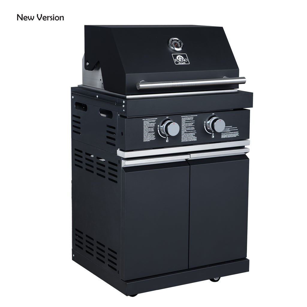 Forno All’Aperto 99,600 BTU Outdoor Kitchen, 5 Burners, Infrared Burners, Side Burner, Black Sintered Stone Countertops, Gas Pizza Oven, Sink Module, Bar & Beverage Center