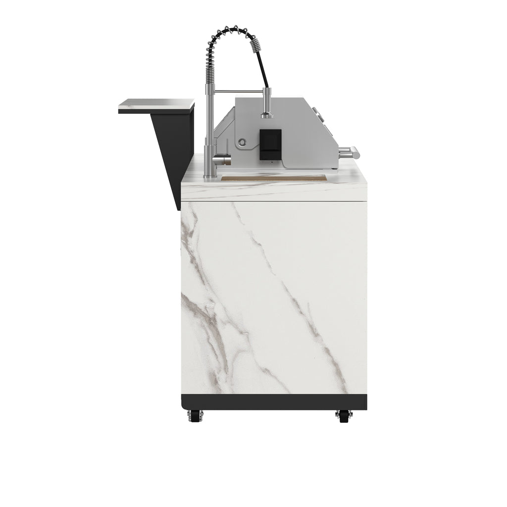 Forno Rimini Outdoor Kitchen: 30" BBQ 62,600 BTU, 4.8 cu.ft. Refrigerators, White Countertops