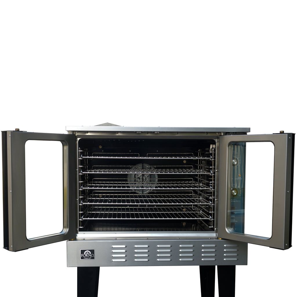 Forno Commerciale Convection Gas Oven, 3 burners 54,000 BTU, 150–500°F, stainless steel, NG/LP convertible