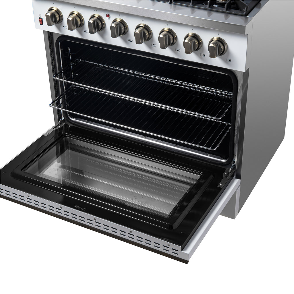 Forno Galiano 36" Freestanding Dual Fuel Range in White