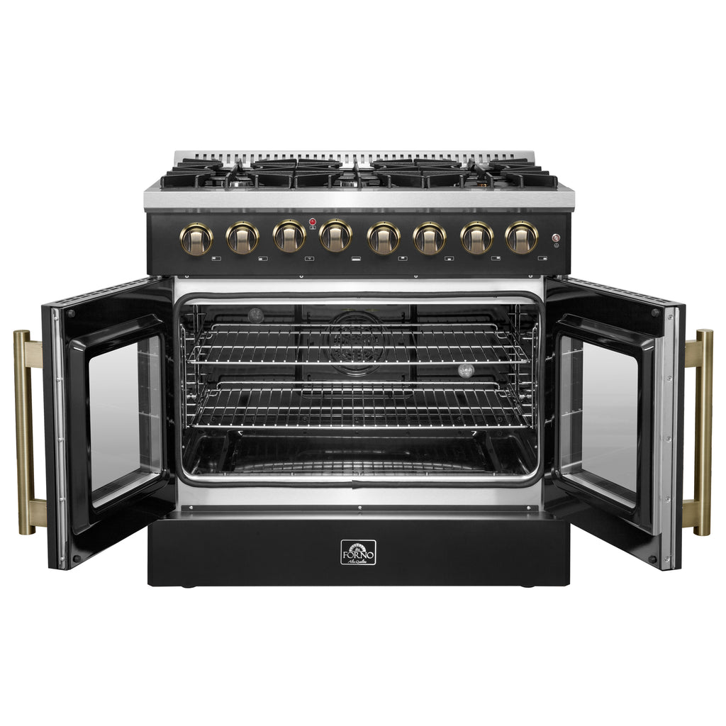 Forno Galiano 36-inch Freestanding French Door Dual Fuel Range Black