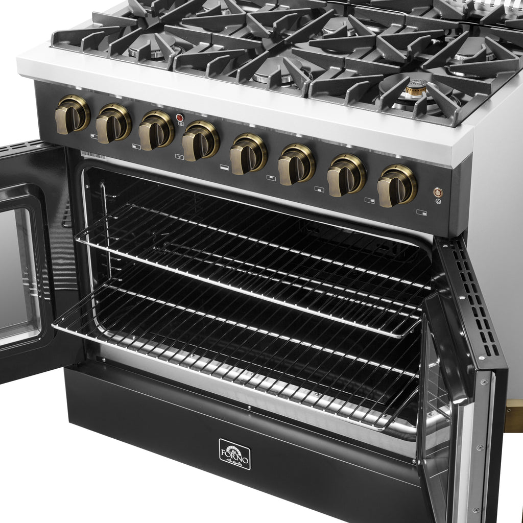 Forno Galiano 36-inch Freestanding French Door Dual Fuel Range Black