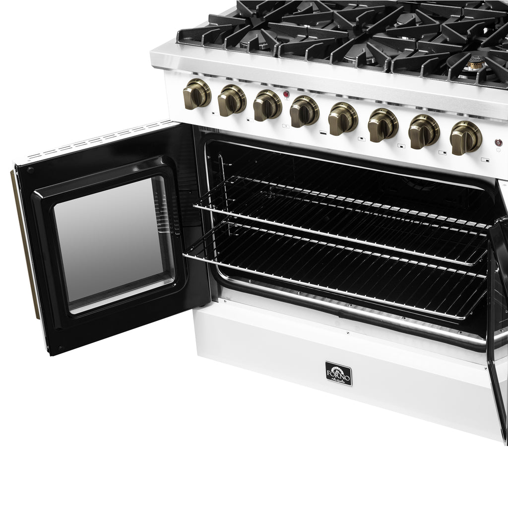 Forno Galiano 36-inch Freestanding French Door Dual Fuel Range White