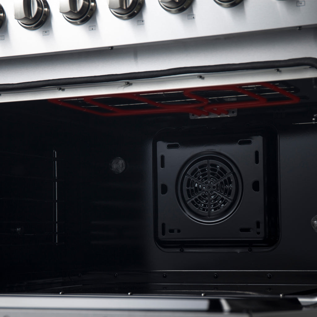 Forno Marco 36-Inch Dual Fuel Range, Stainless Steel, 6 Burners, 67,000 BTU, True Convection Oven, Energy Efficient