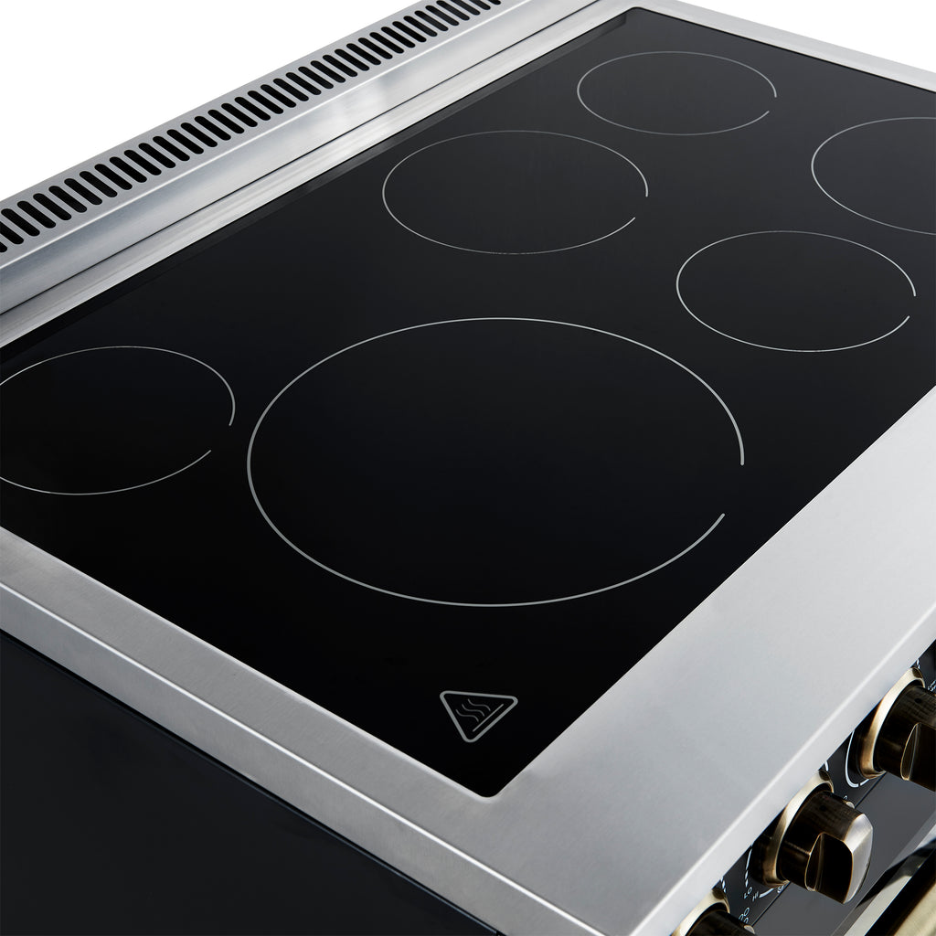 Forno Paolo 36 Inch Black Freestanding Electric Range, Stainless Steel, 5.44 cu.ft, True Convection Oven, Energy Efficient