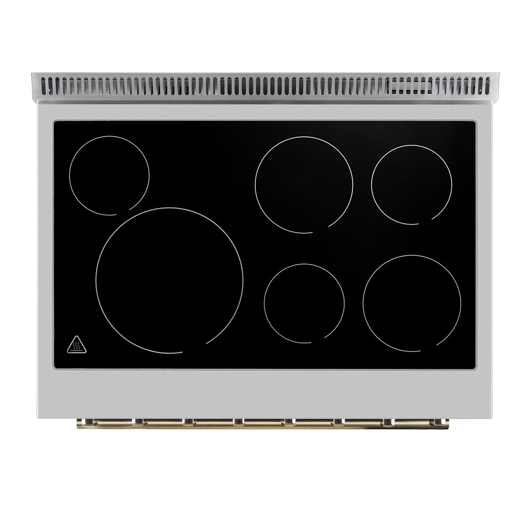 Forno Paolo 36 Inch Black Freestanding Electric Range, Stainless Steel, 5.44 cu.ft, True Convection Oven, Energy Efficient