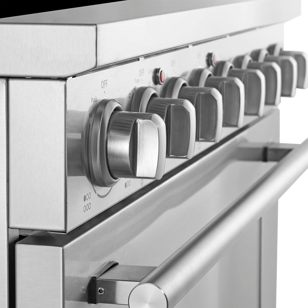 Forno Paolo 36 Inch Freestanding Electric Range, Stainless Steel, 5.44 cu.ft, True Convection Oven, Energy Efficient