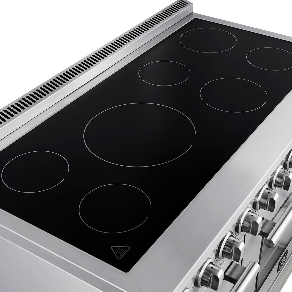 Forno Paolo 48 Inch Freestanding Electric Range, Stainless Steel, 6.7 cu.ft, True Convection Oven, Energy Efficient