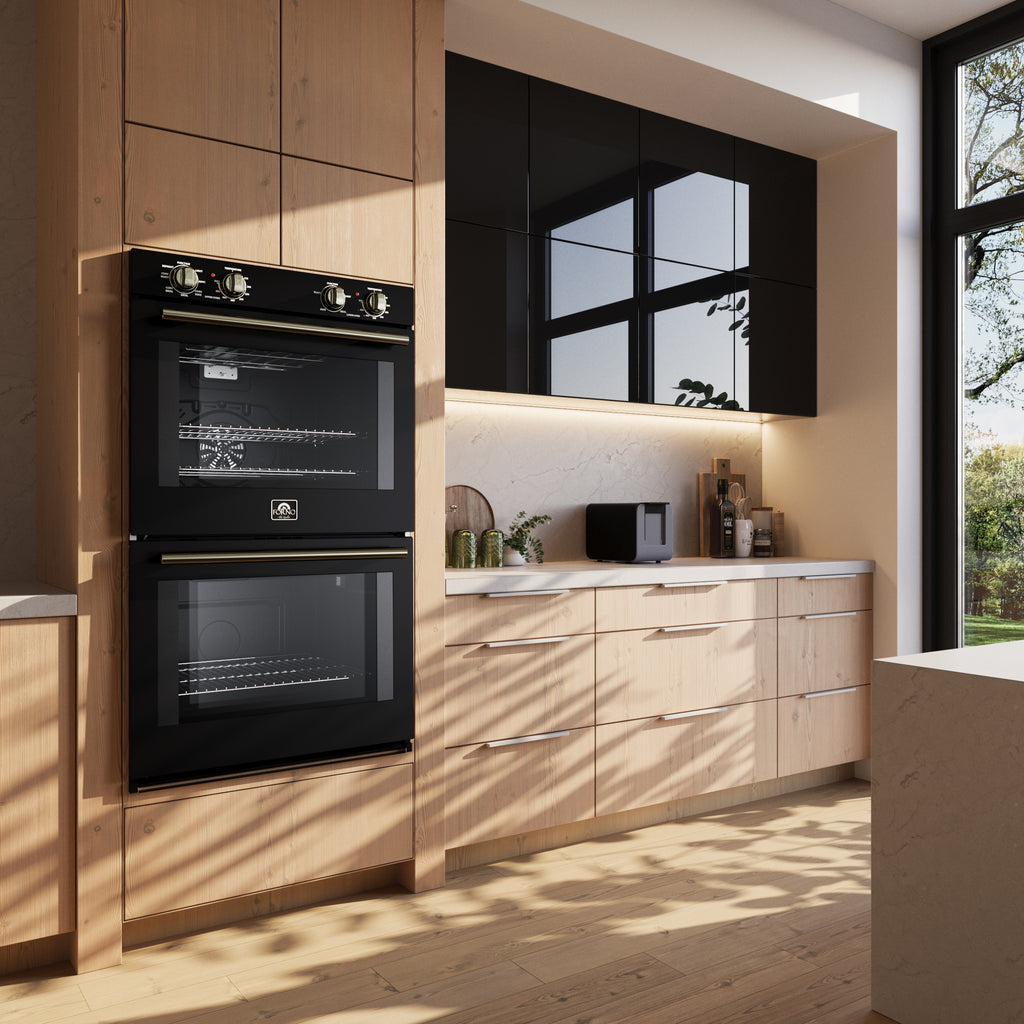 Forno Vomero 30-Inch Double Wall Oven, Black, 10 cu.ft Total Capacity, 7100W Convection, Mechanical Controls, Manuel Steam Clean