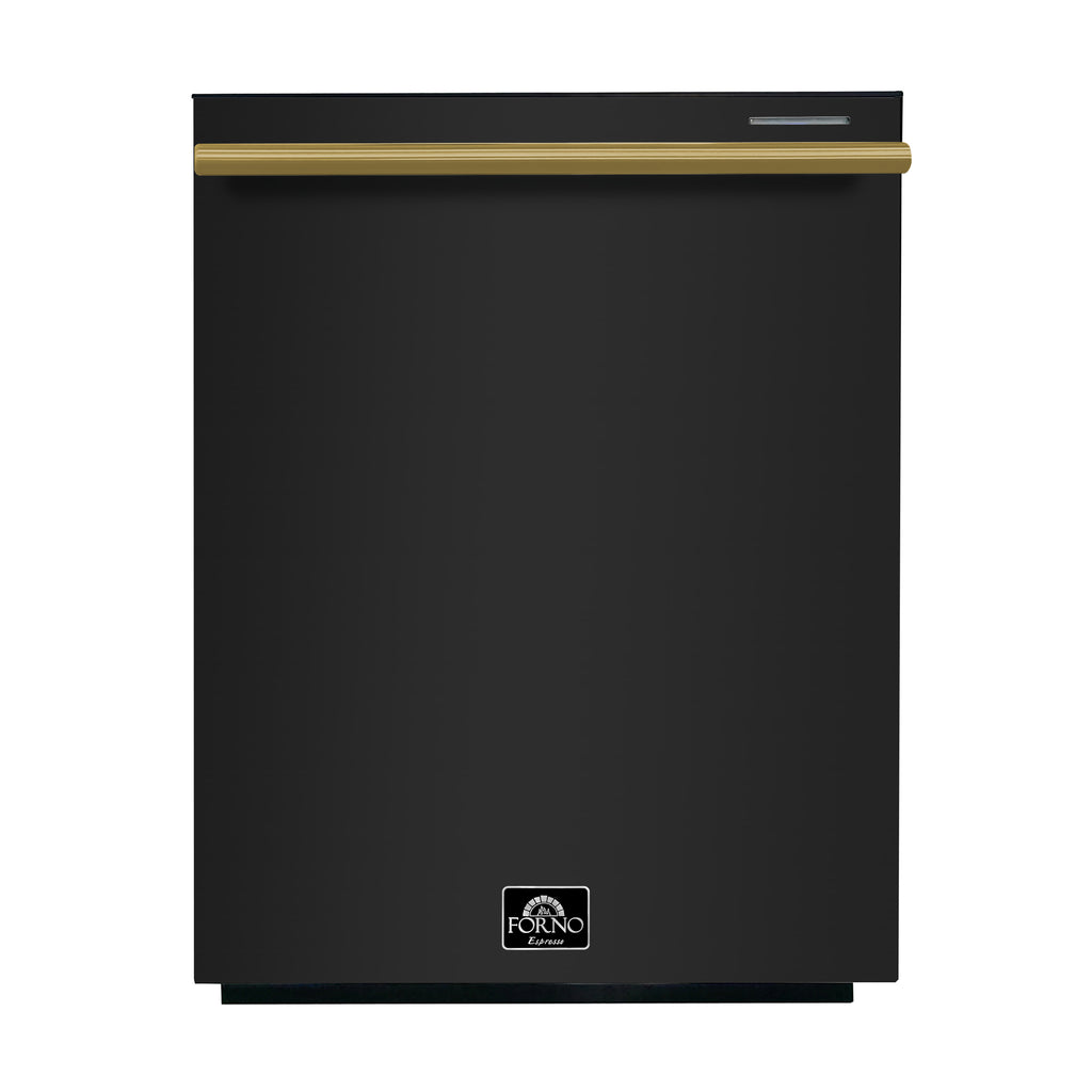 FORNO Premium 3-Piece Kitchen Bundle - Leonardo Espresso 30" Black Range, 31" Black Bottom Freezer Refrigerator, 24" Black Built-In Dishwasher - FBDL-007-02US