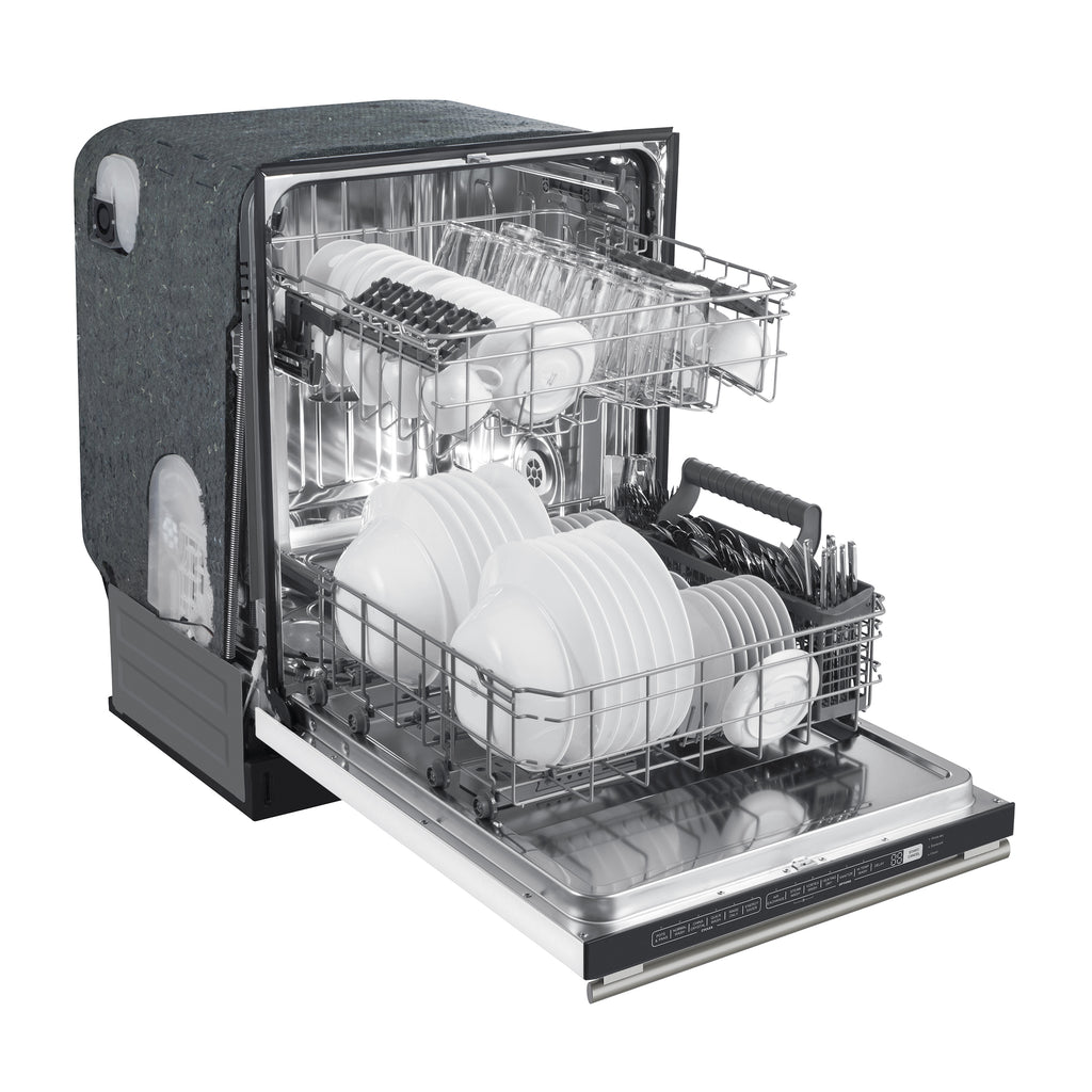 FORNO Premium 3-Piece Kitchen Bundle - Leonardo Espresso 30" White Range, 31" White Bottom Freezer Refrigerator, 24" White Built-In Dishwasher - FBDL-007-03US