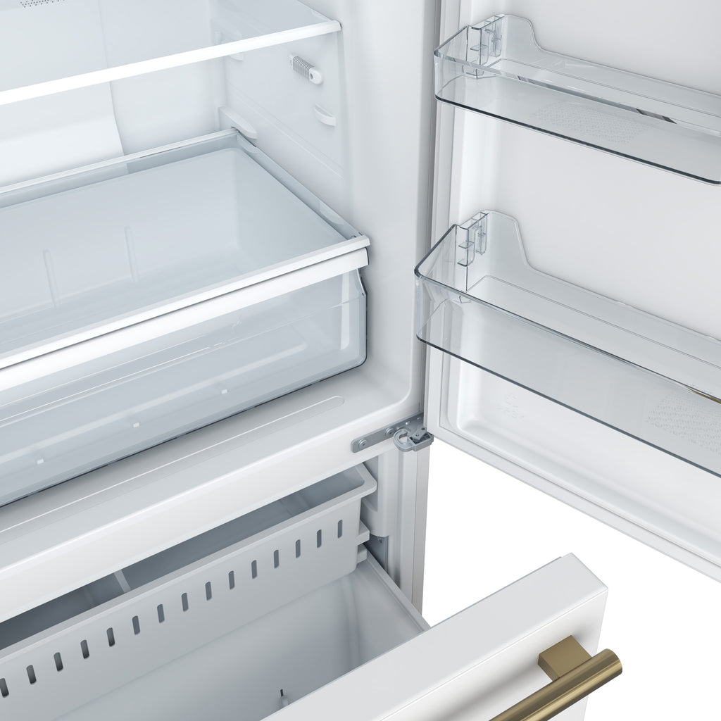 Forno Milano 2-Piece 62-Inch Freestanding Dual Bottom Freezer Refrigerator, White – 34.4 cu.ft, Touch Control, Ice Maker
