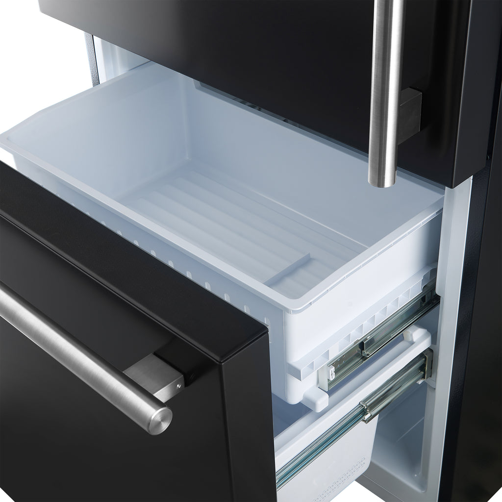 Forno Milano 2-Piece 62-Inch Freestanding Dual Bottom Freezer Refrigerator in Black – 34.4 cu.ft, Touch Control, Ice Maker