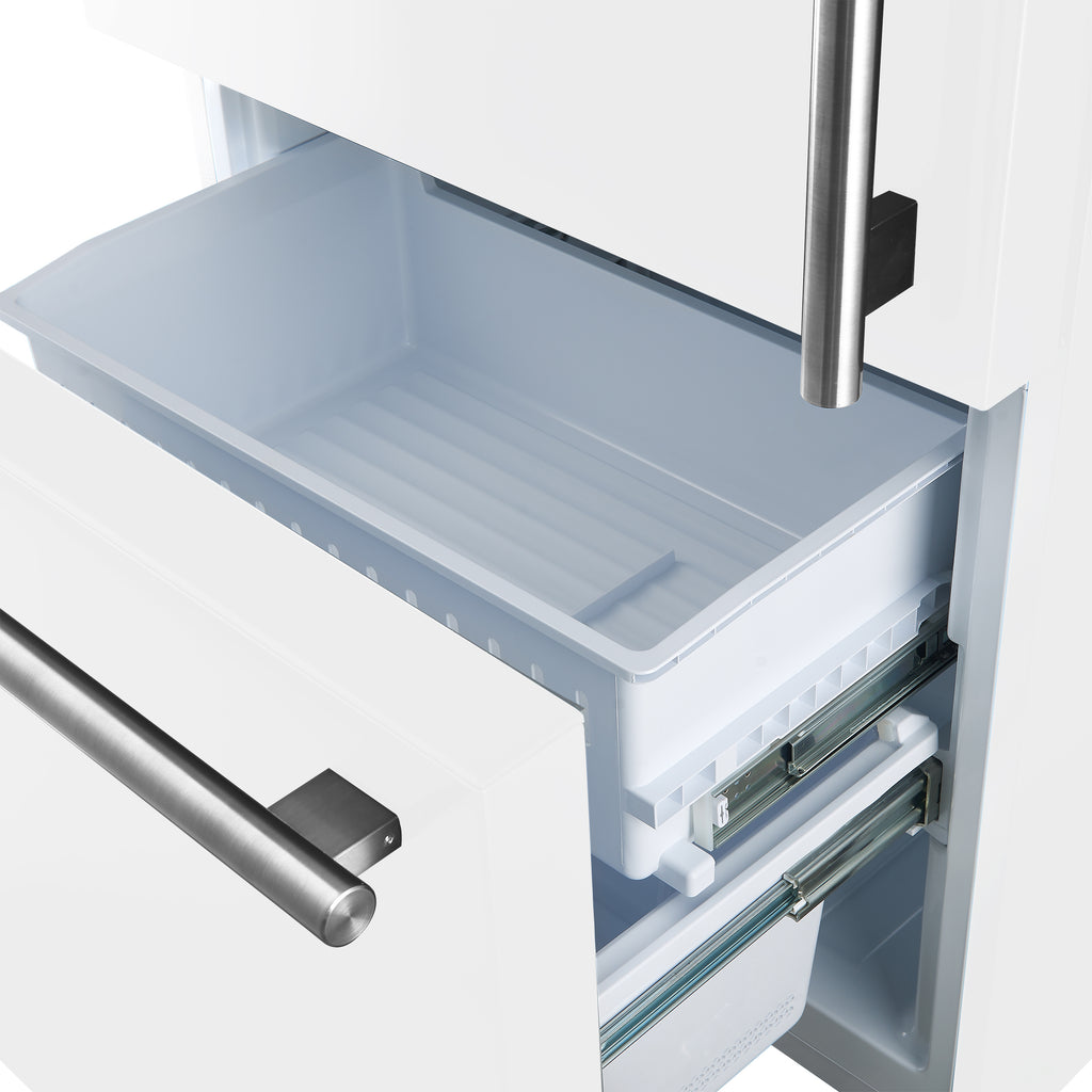 Forno Milano 2-Piece 62-Inch Freestanding Dual Bottom Freezer Refrigerator, White – 34.4 cu.ft, Touch Control, Ice Maker