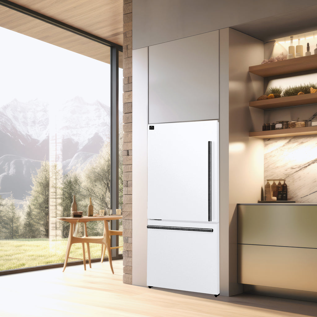 Forno Milano 2-Piece 62-Inch Freestanding Dual Bottom Freezer Refrigerator, White – 34.4 cu.ft, Touch Control, Ice Maker