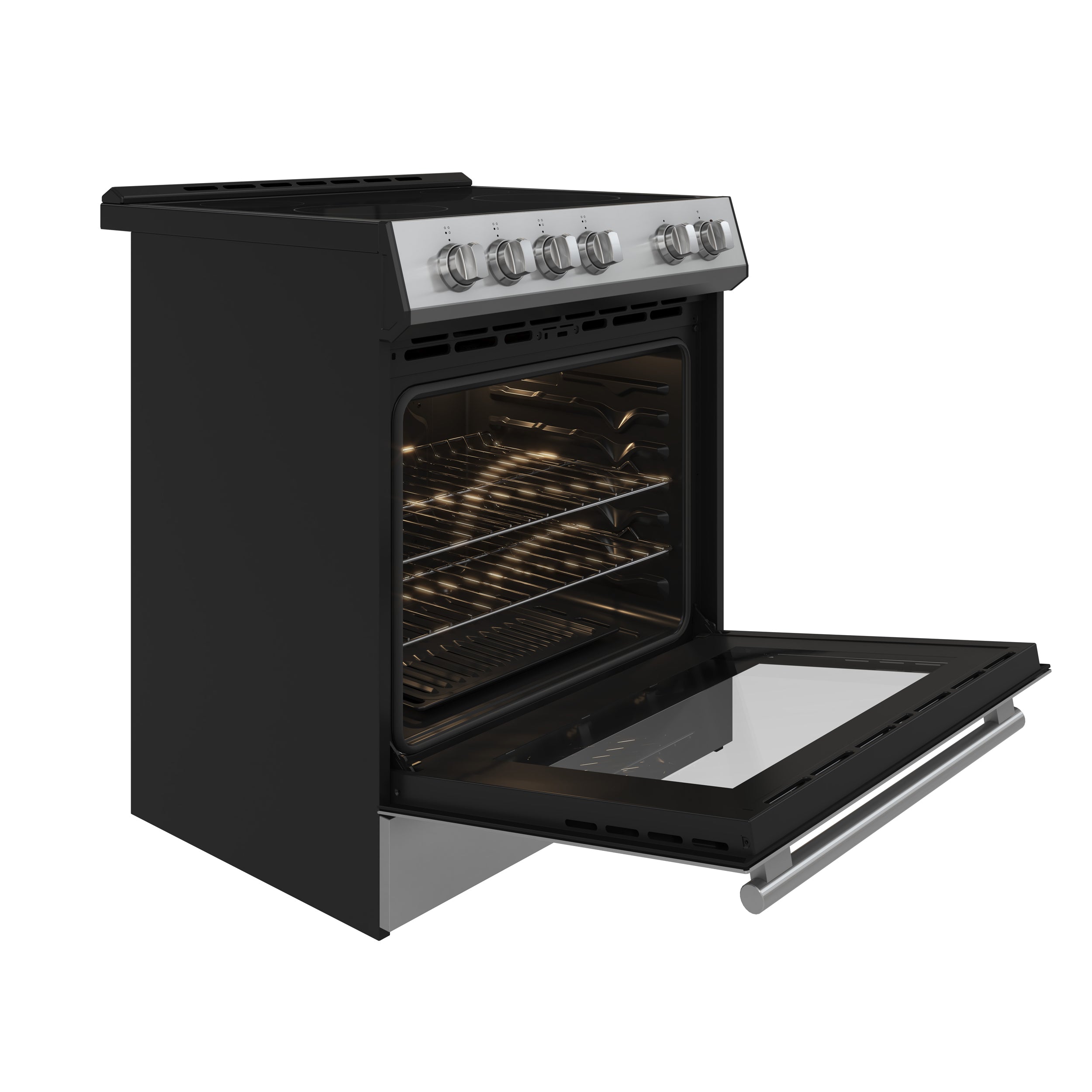 FORNO Premium 2 Pieces Kitchen Bundle - Leonardo Espresso 30-Inch White Electric Range, Moena Espresso 36-Inch White French Door Refrigerator