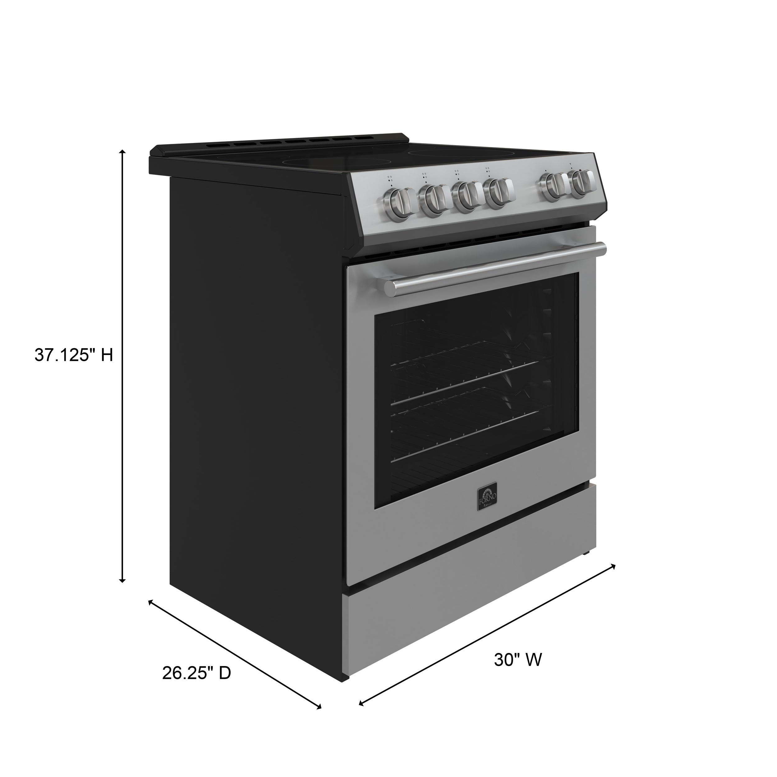 FORNO Premium 2 Pieces Kitchen Bundle - Leonardo Espresso 30-Inch White Electric Range, Moena Espresso 36-Inch White French Door Refrigerator