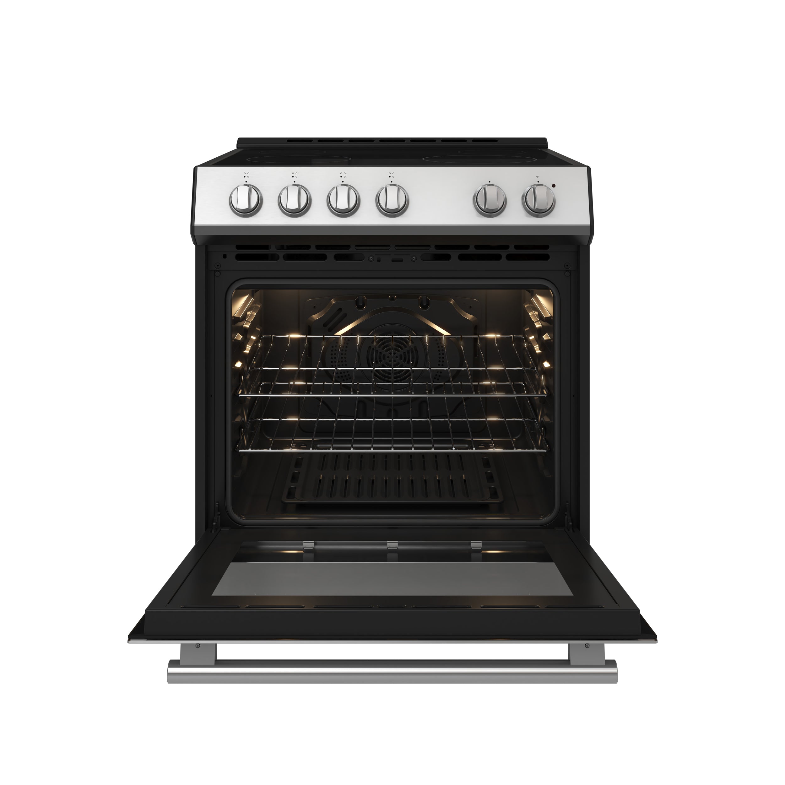 FORNO Premium 2 Pieces Kitchen Bundle - Leonardo Espresso 30-Inch White Electric Range, Moena Espresso 36-Inch White French Door Refrigerator