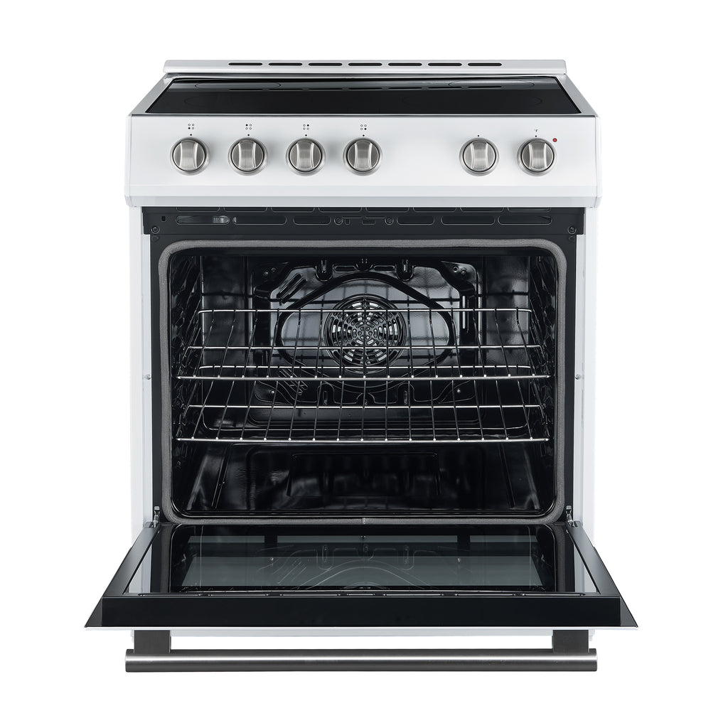 Forno 2-Piece Appliance Package - 30-Inch Electric Range and 30-Inch Refrigerator in White with Stainless Steel Handle (FBDL-003-11US)