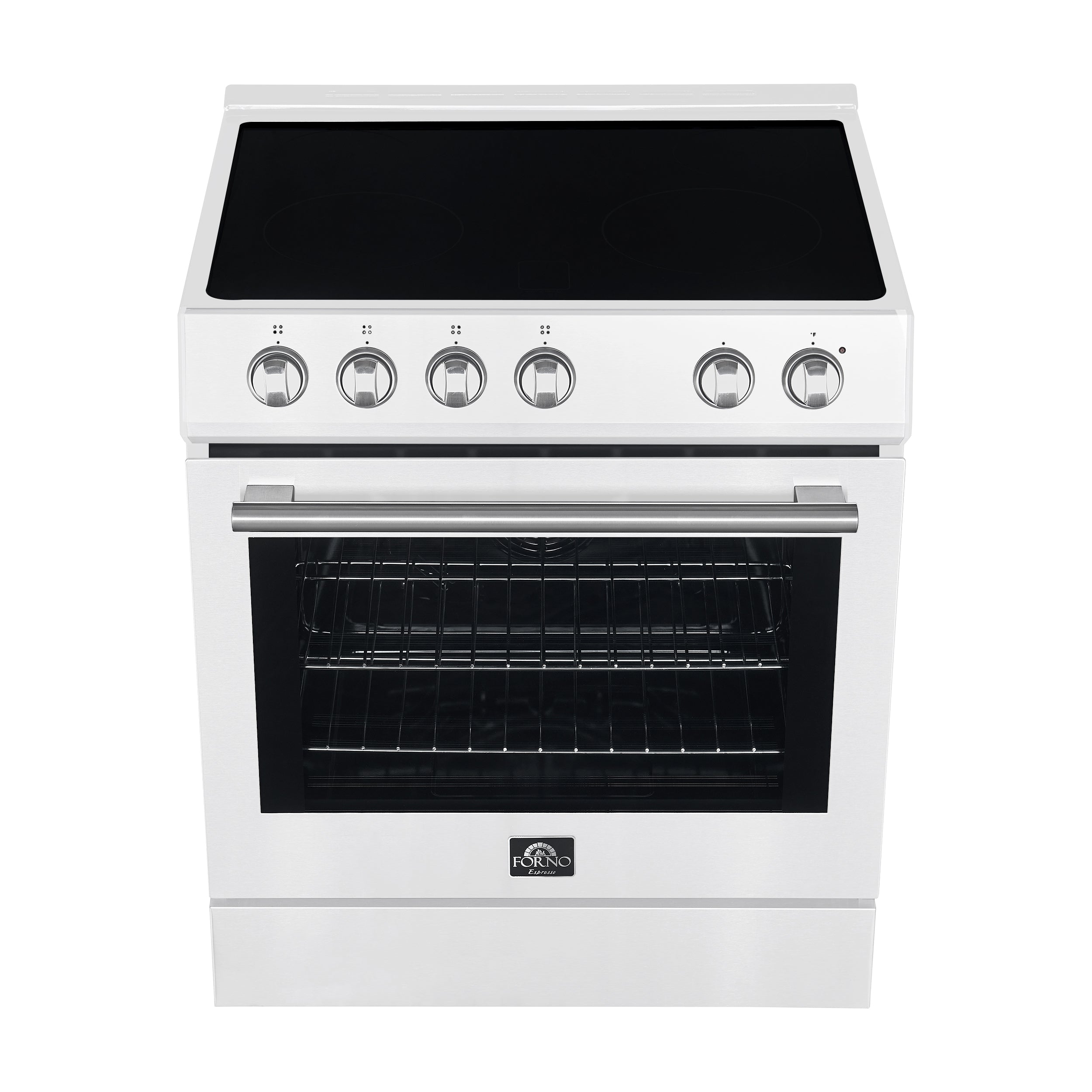 Forno 2-Piece Appliance Package - 30-Inch Electric Range and 30-Inch Refrigerator in White with Stainless Steel Handle (FBDL-003-11US)