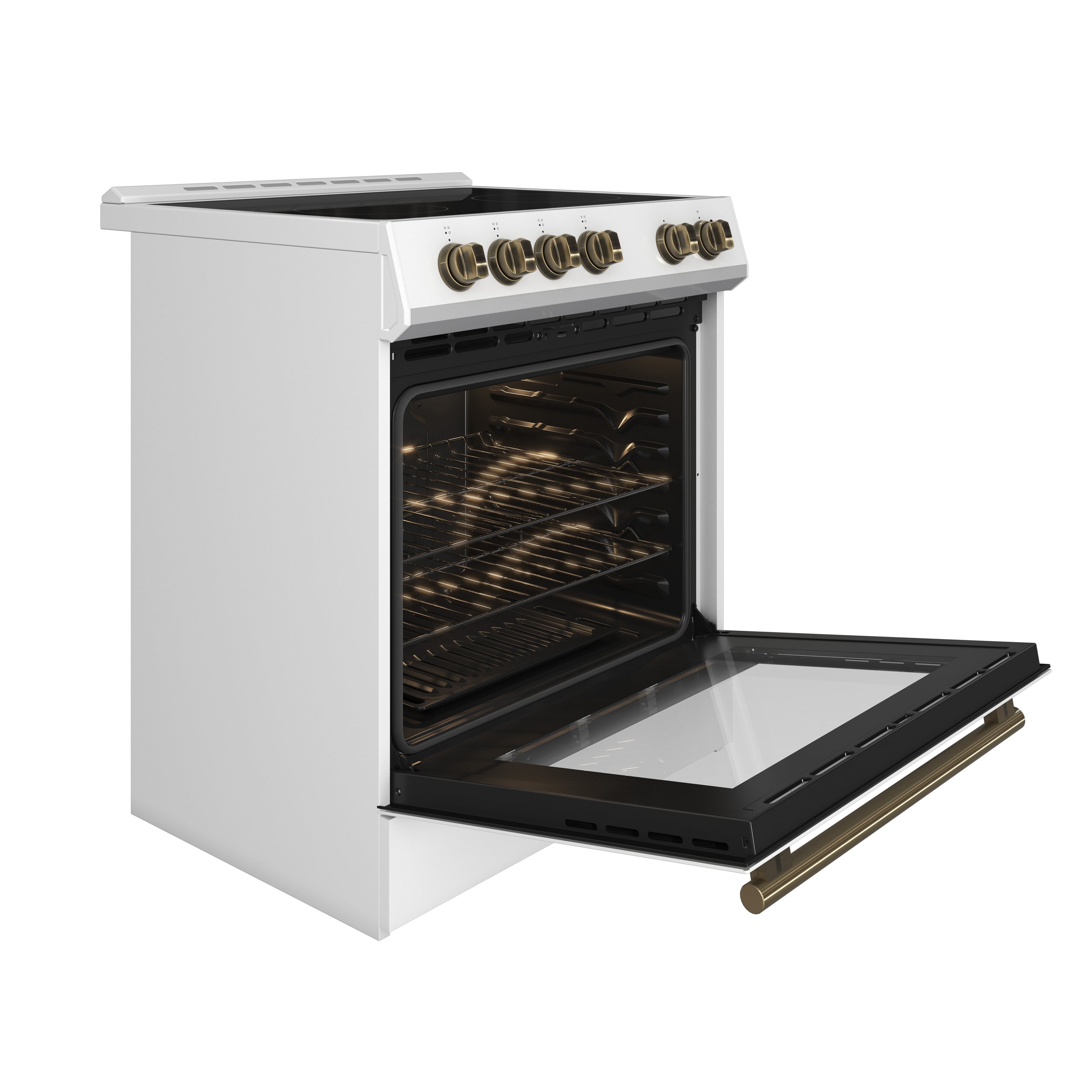 Forno 2-Piece Appliance Package - 30-Inch Electric Range and 30-Inch Refrigerator in White with Stainless Steel Handle (FBDL-003-11US)