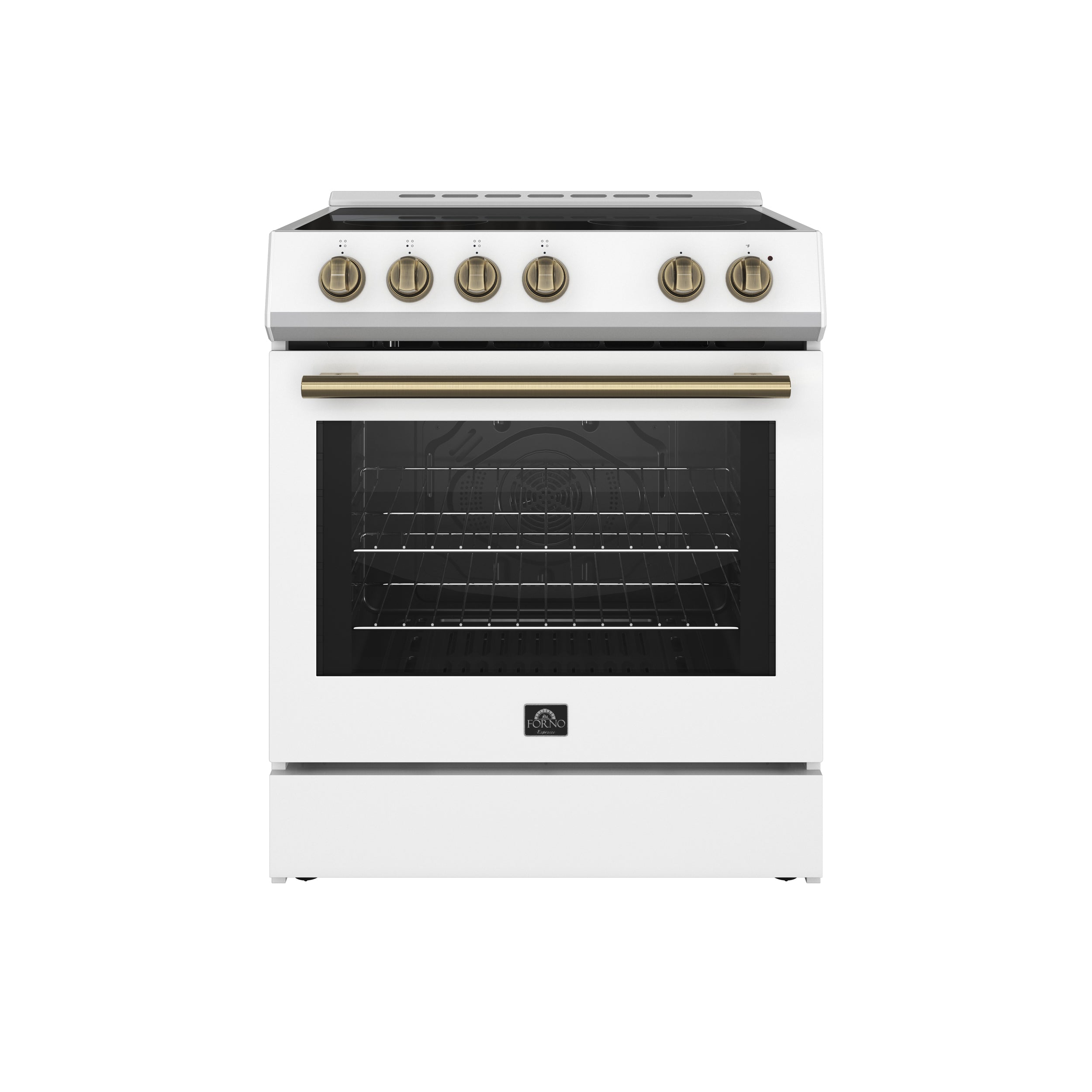 Forno 2-Piece Appliance Package - 30-Inch Electric Range and 30-Inch Refrigerator in White with Stainless Steel Handle (FBDL-003-11US)