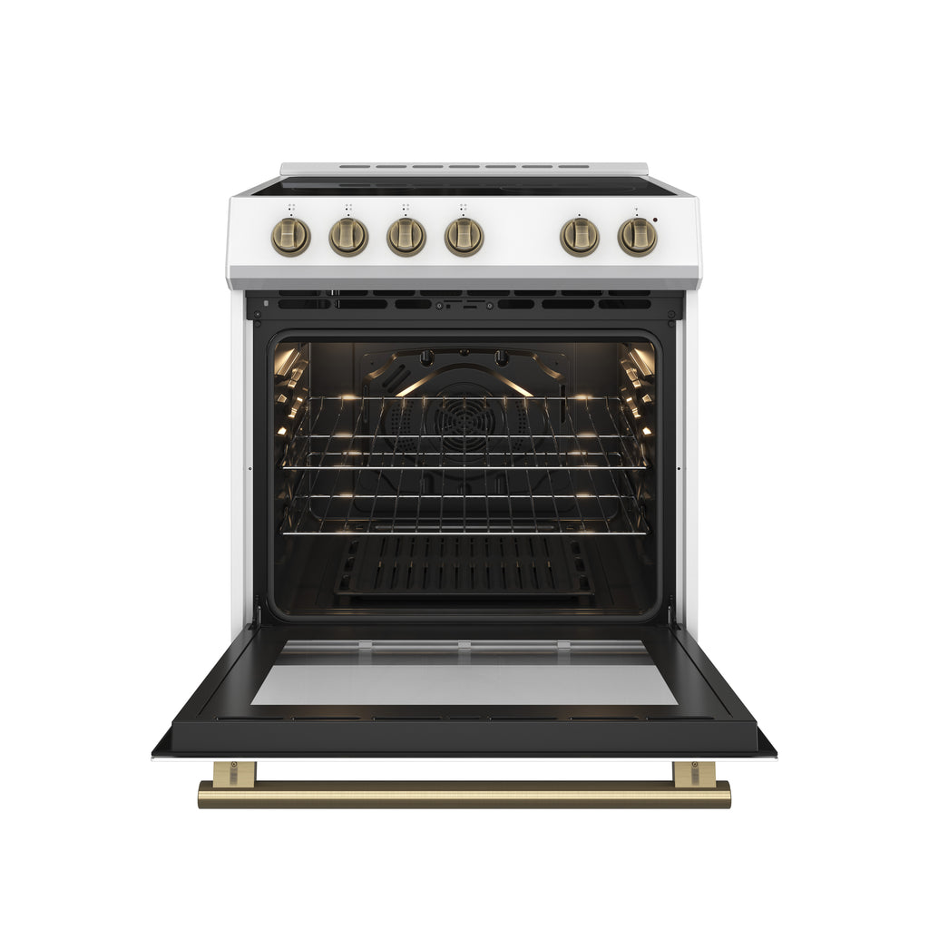 Forno 2-Piece Appliance Package - 30-Inch Electric Range and 30-Inch Refrigerator in White with Stainless Steel Handle (FBDL-003-11US)