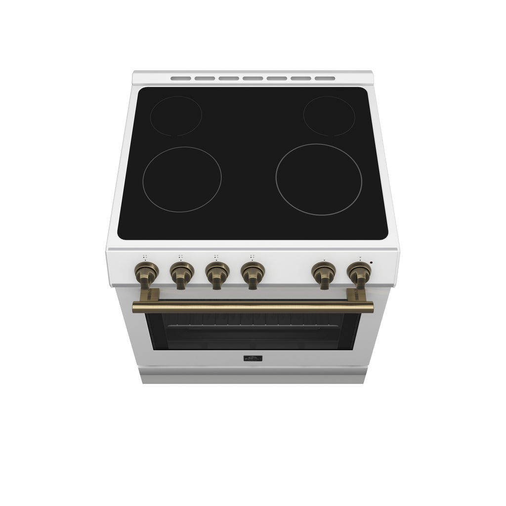 Forno 2-Piece Appliance Package - 30-Inch Electric Range and 30-Inch Refrigerator in White with Stainless Steel Handle (FBDL-003-11US)