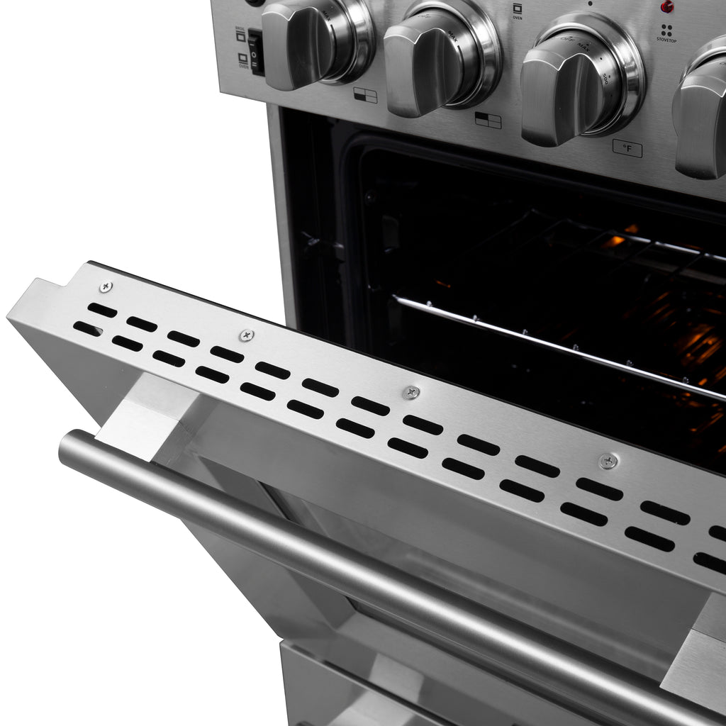 Forno Loiano 24 Inch Freestanding Electric Range Stainless Steel with Storage Drawer