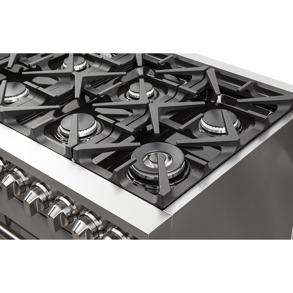 Forno Massimo 48-Inch Freestanding Dual Fuel Range, 8 Burners, Double Convection Ovens