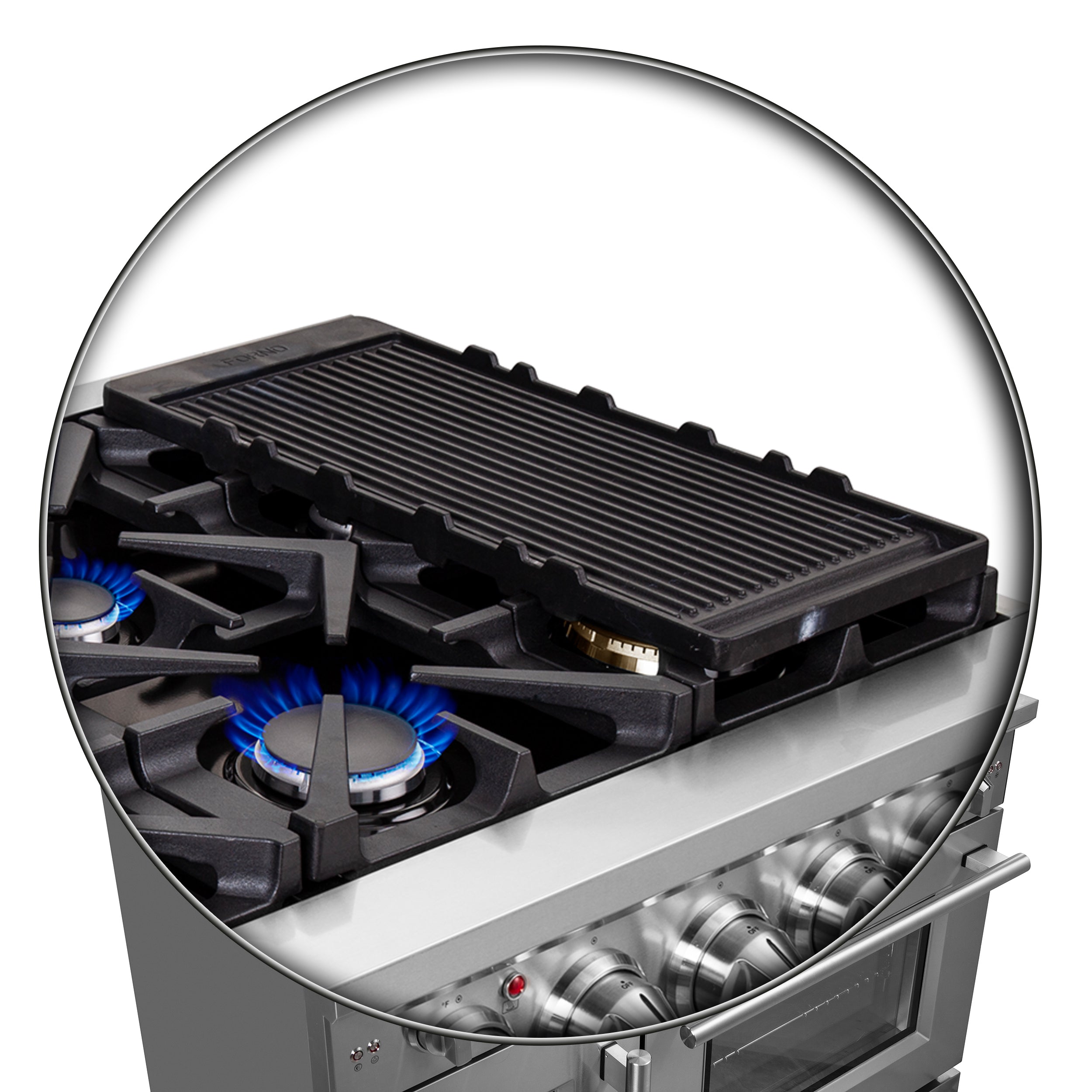 Forno Massimo 48-Inch Freestanding French Door Gas Range, 8 Burners, Convection Oven, Energy Efficient