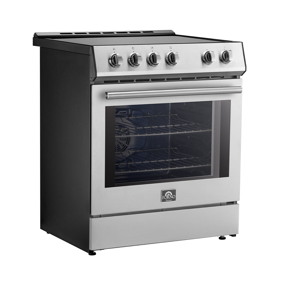 Forno Leonardo Espresso 30-Inch Slide-In Stainless Steel Induction Range, Convection Oven, 5 Cooking Zones