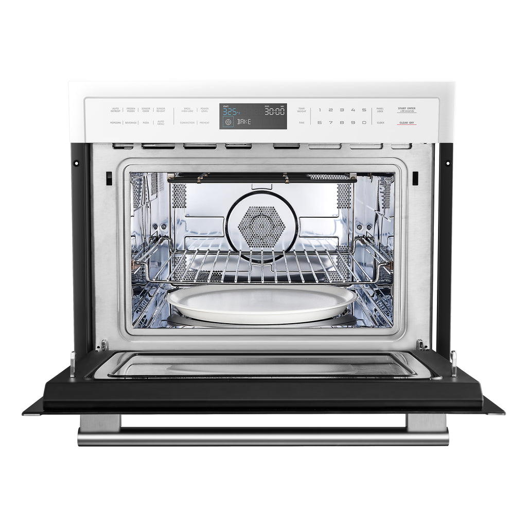 Forno Oliena Espresso White 24-Inch Built-In Microwave and Convection Oven Combo, 1.6 cu.ft, 1750W Convection, 1000W Microwave, Stainless Steel Interior, Glass Touch Controls, Sensor Cooking