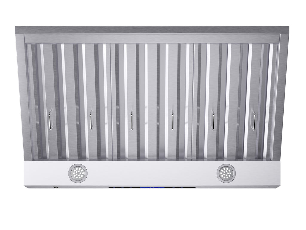Forno Palazzo 36-Inch Wall Mounted Range Hood, Stainless Steel, Heavy Duty Baffle Filters, Remote Control