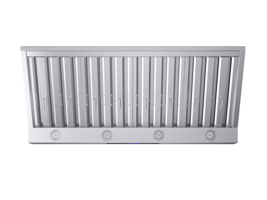 Forno Palazzo 48-Inch Wall Mounted Range Hood, Stainless Steel, Heavy Duty Baffle Filters, Remote Control
