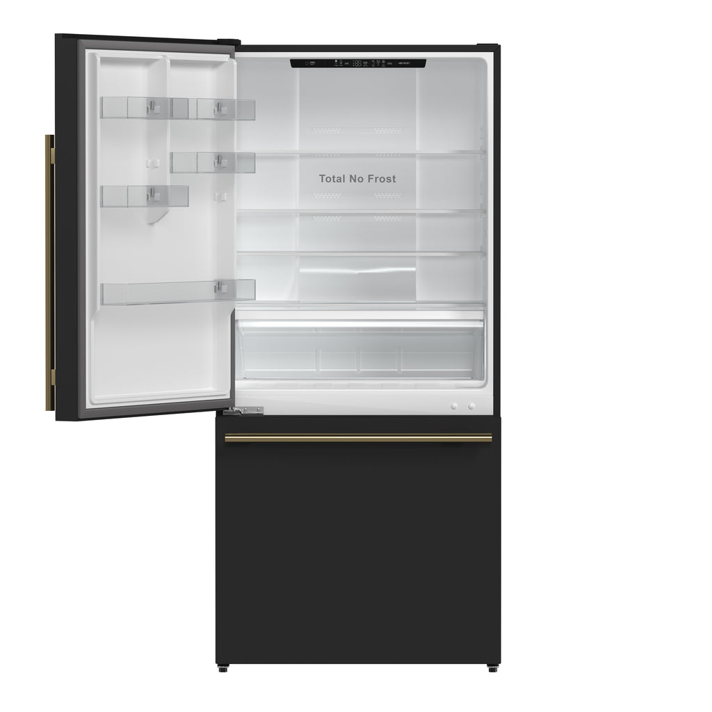 Forno Milano 2-Piece 62-Inch Freestanding Dual Bottom Freezer Refrigerator in Black – 34.4 cu.ft, Touch Control, Ice Maker