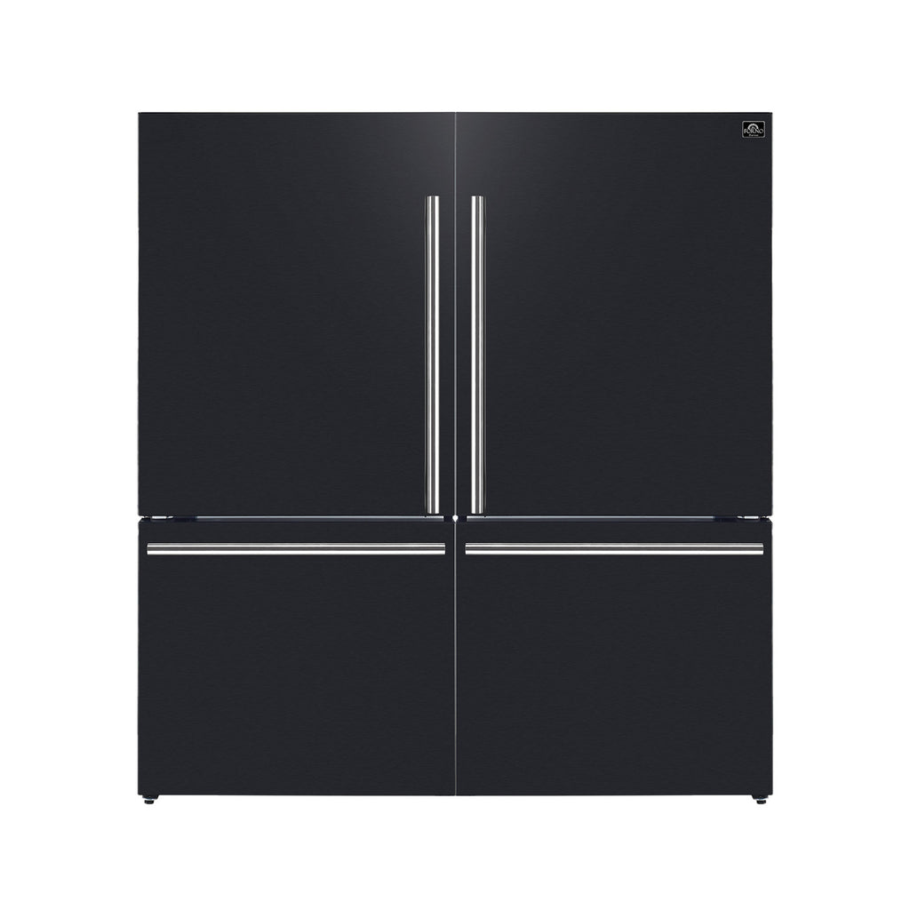 Forno Milano 2-Piece 62-Inch Freestanding Dual Bottom Freezer Refrigerator in Black – 34.4 cu.ft, Touch Control, Ice Maker