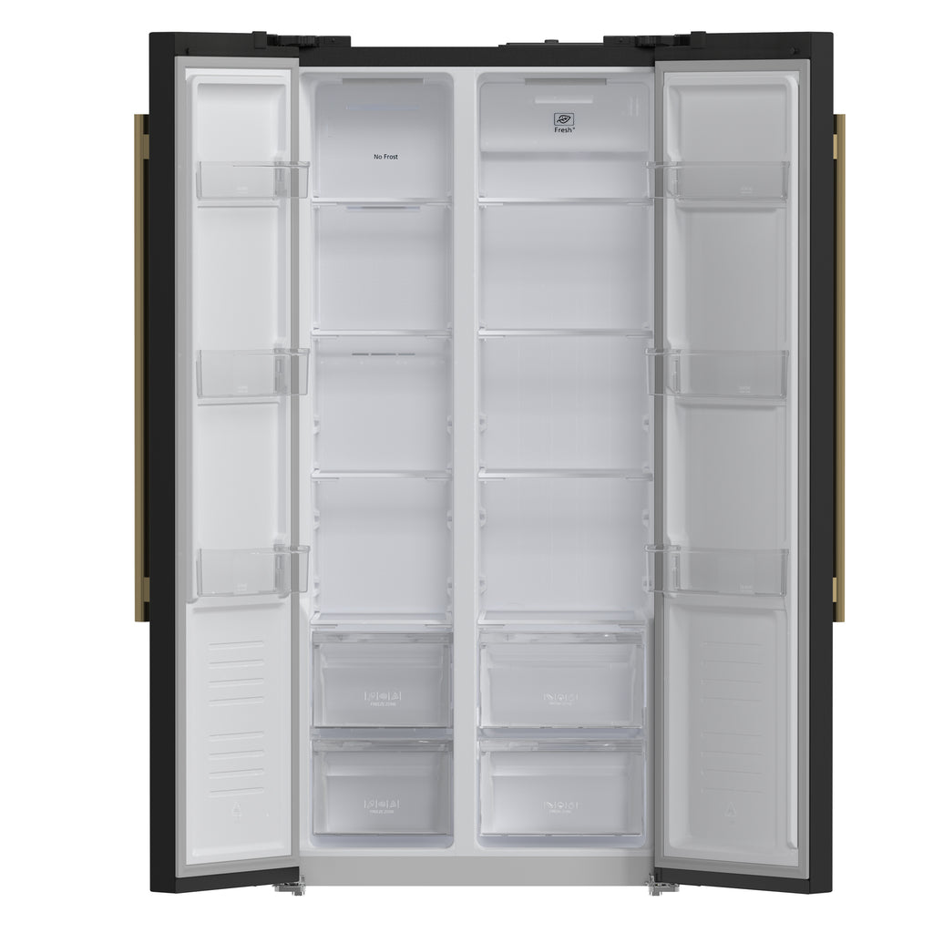 Forno Salerno Espresso 33-Inch Black Side-by-Side Refrigerator, 15.6 Cu. Ft., Energy-Efficient, No Frost, Modern Design