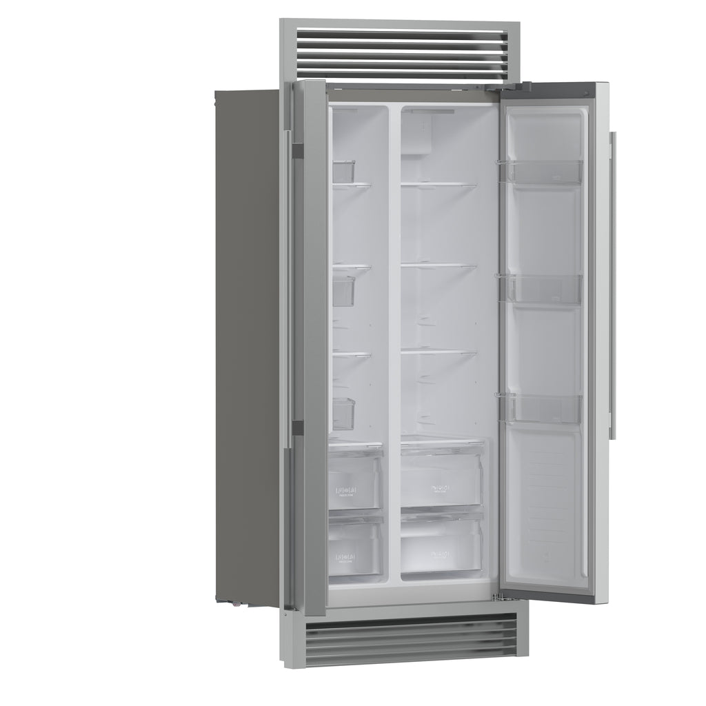 Forno Salerno 37-Inch Built-In Stainless Steel Refrigerator, 15.6 cu.ft, Decorative Grill, ENERGY STAR Certified