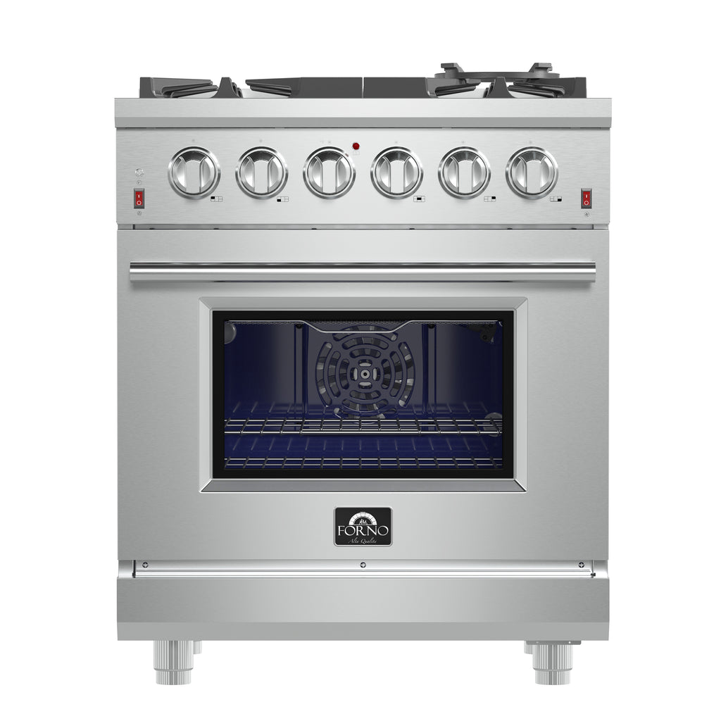 Forno Massimo 30-Inch Freestanding Gas Range, 5 Burners, True Convection Oven