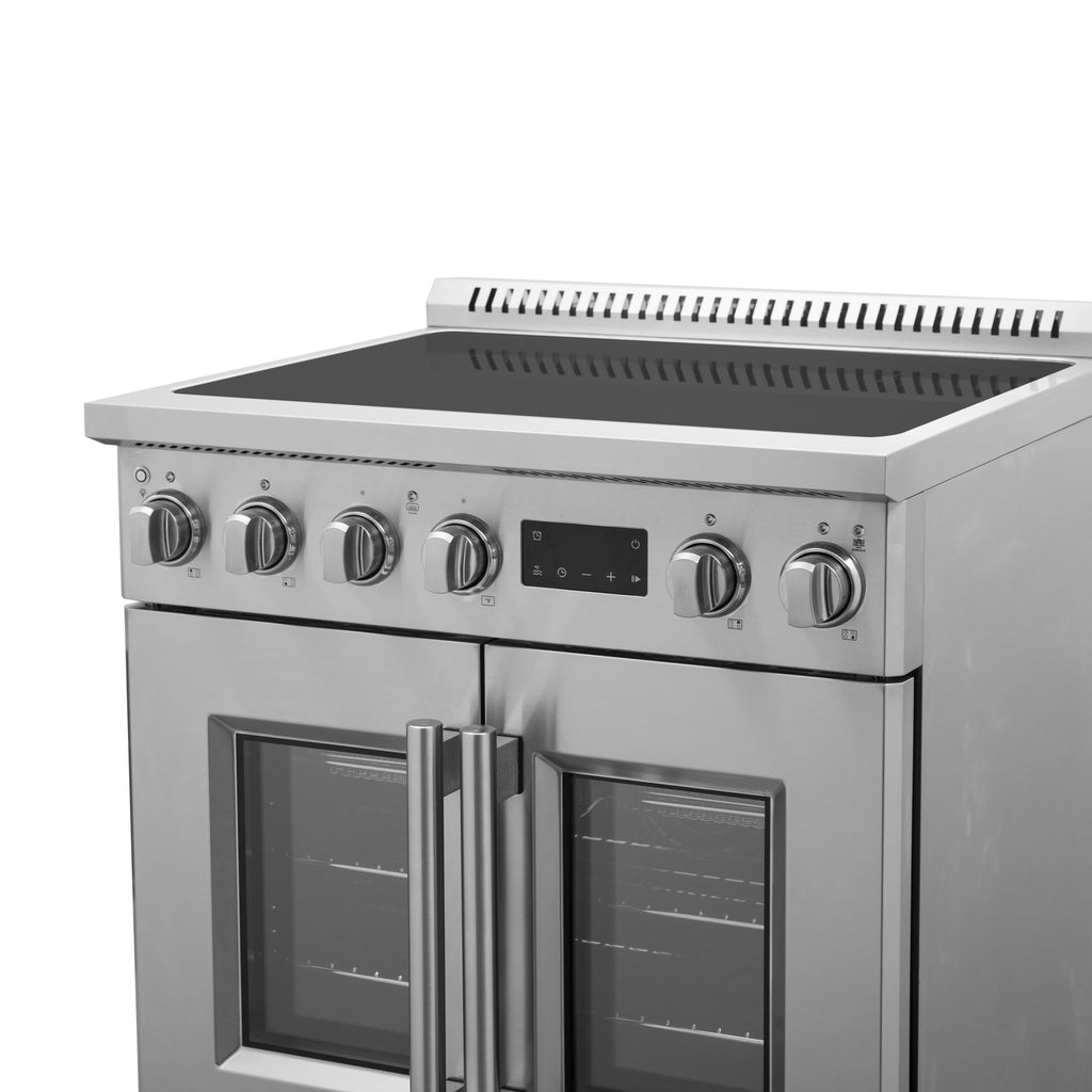 Forno Torino 30 Inch French Door Induction Range with Air Fryer and True Convection Oven