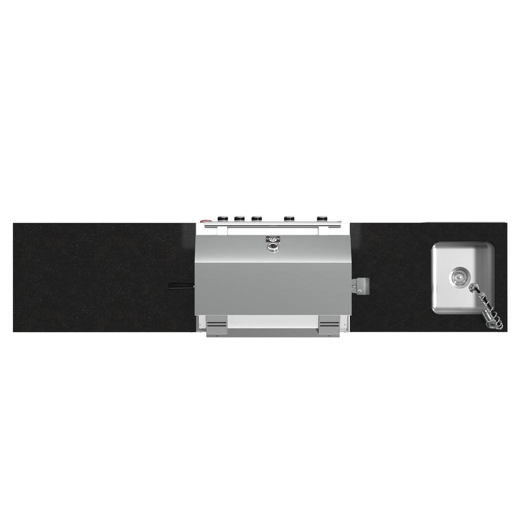 FORNO Bulnes 30-Inch BBQ, 60,000 BTU, 3 Burners with Sear & Rotisserie Infrared Burners, Stainless Steel Outdoor Kitchen with 1.8 cu.ft. Beverage Center & Black Granite Countertops