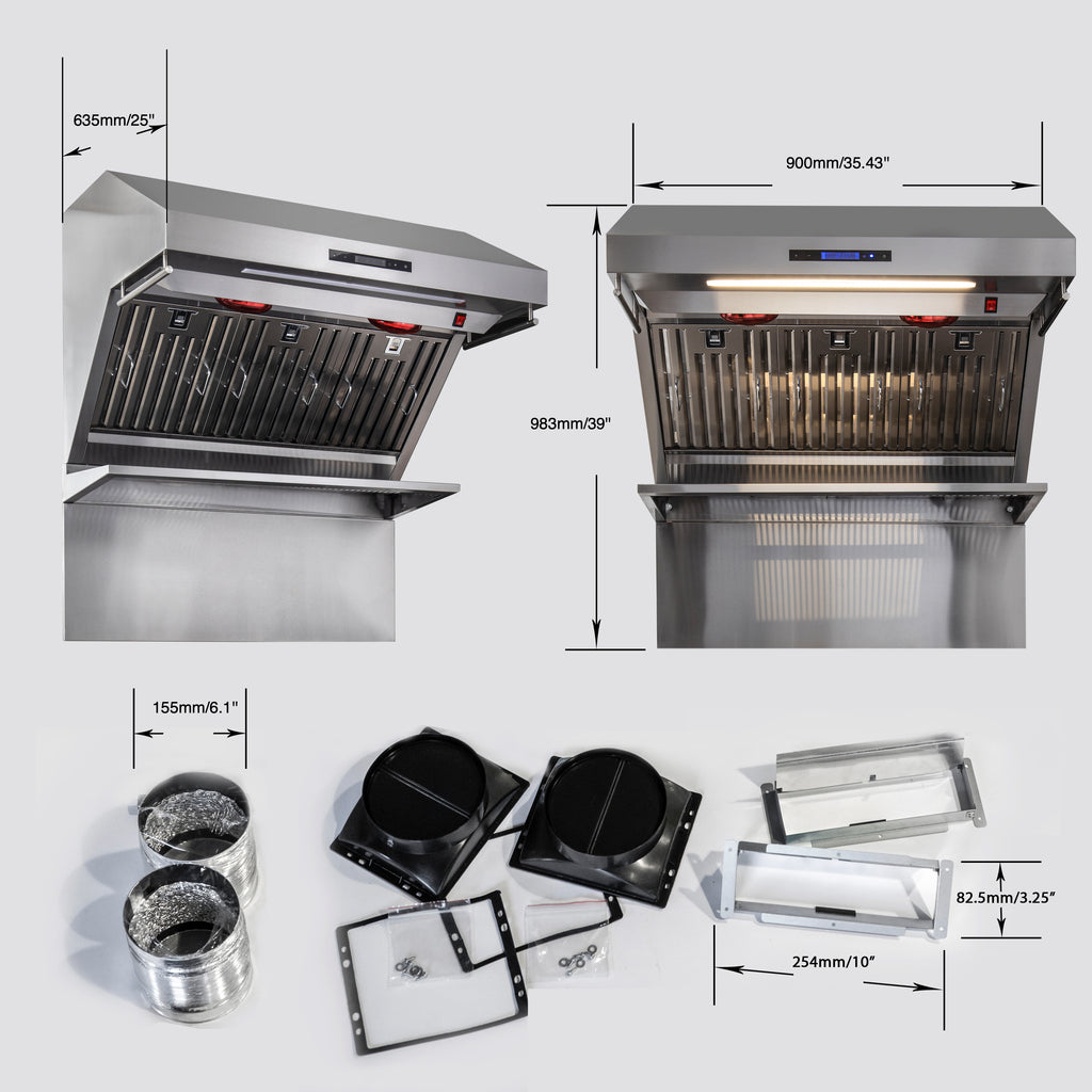 Forno Savona 36-Inch Wall Mount Range Hood, Baffle Filters, Backsplash Included