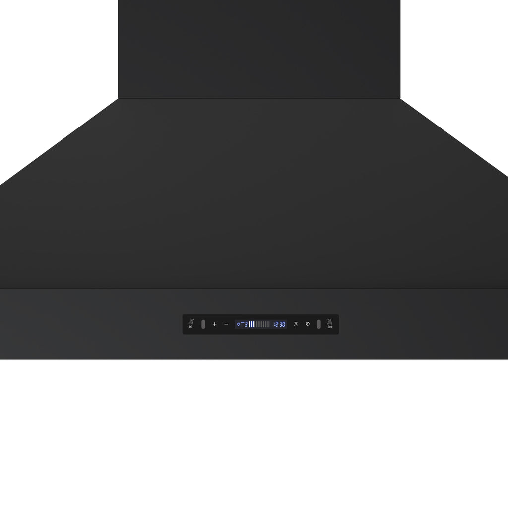 Forno Venezia 48 Inch Wall-Mounted Range Hood in Black with Antique Brass Accessories, Touch Controls and Baffle Filters