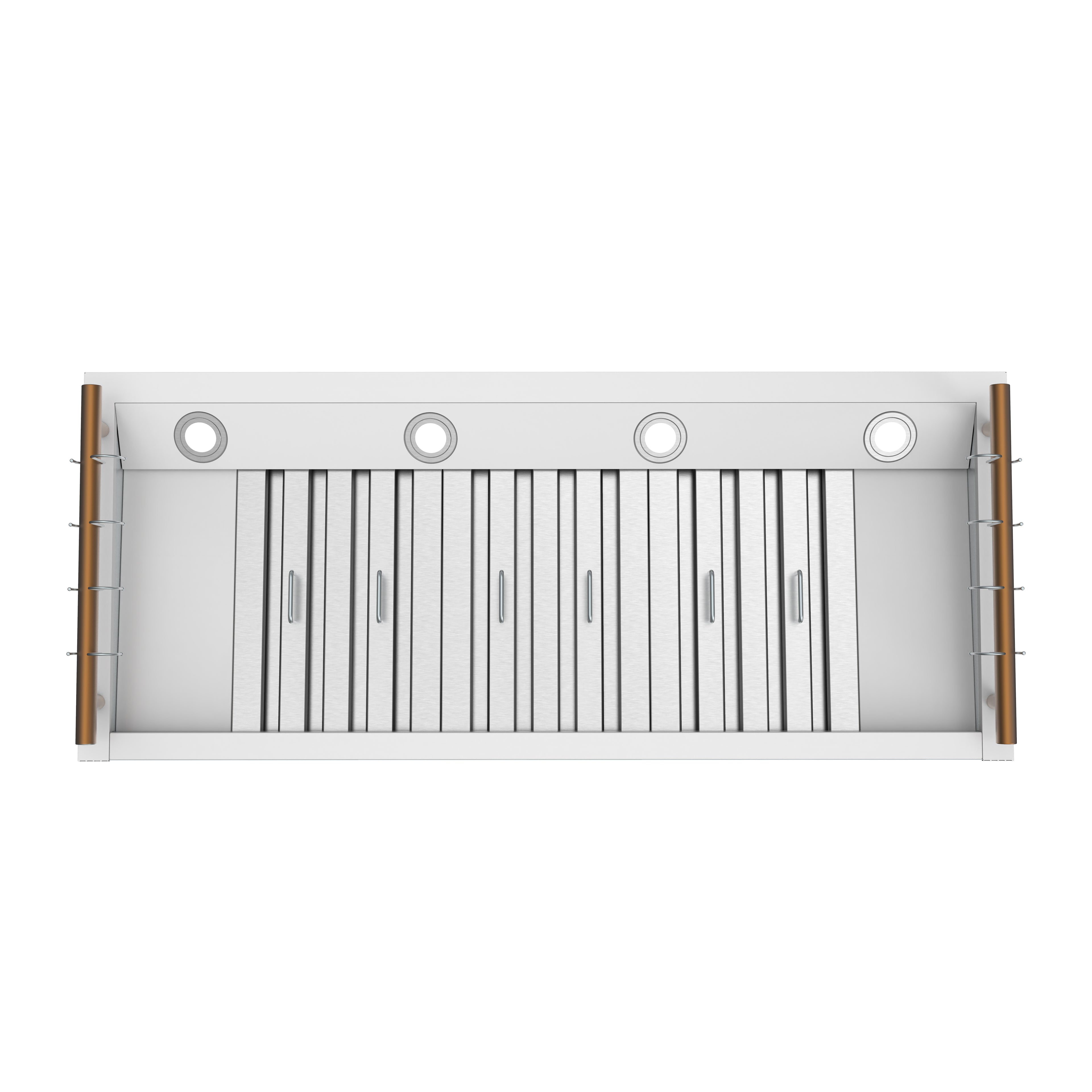 Forno Venezia 48 Inch Wall-Mounted Range Hood in White with Antique Brass Accessories, Touch Controls and Baffle Filters