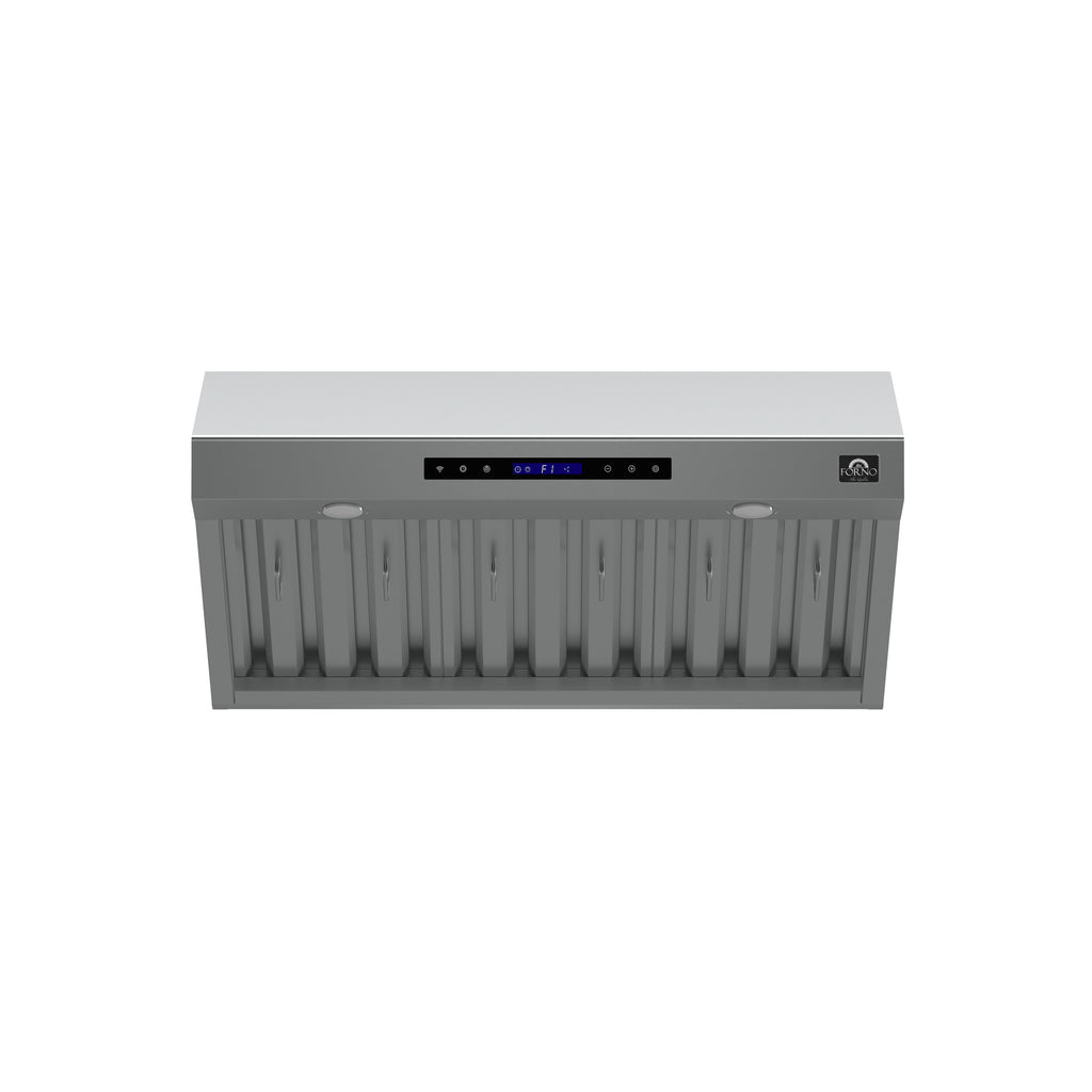 Forno Palazzo 36-Inch Wall Mounted Range Hood, Stainless Steel, Heavy Duty Baffle Filters, Remote Control