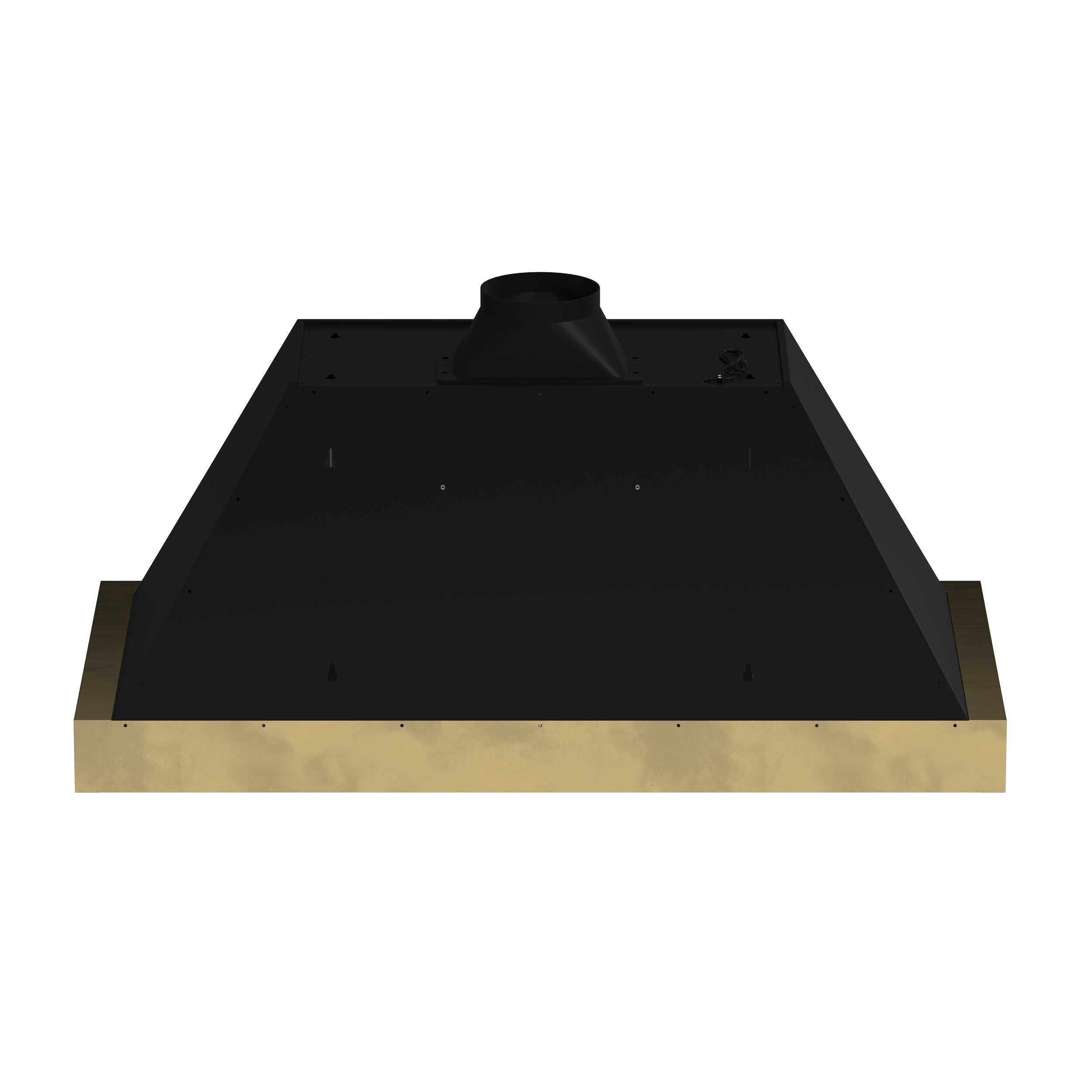 Forno Vittorio 48-Inch Wall Mount Range Hood, Black with Antique Brass Trim, 424 CFM Airflow, Dishwasher-Safe Baffle Filters, Remote Control, 3-Speed Fan, Bright LED Lighting.