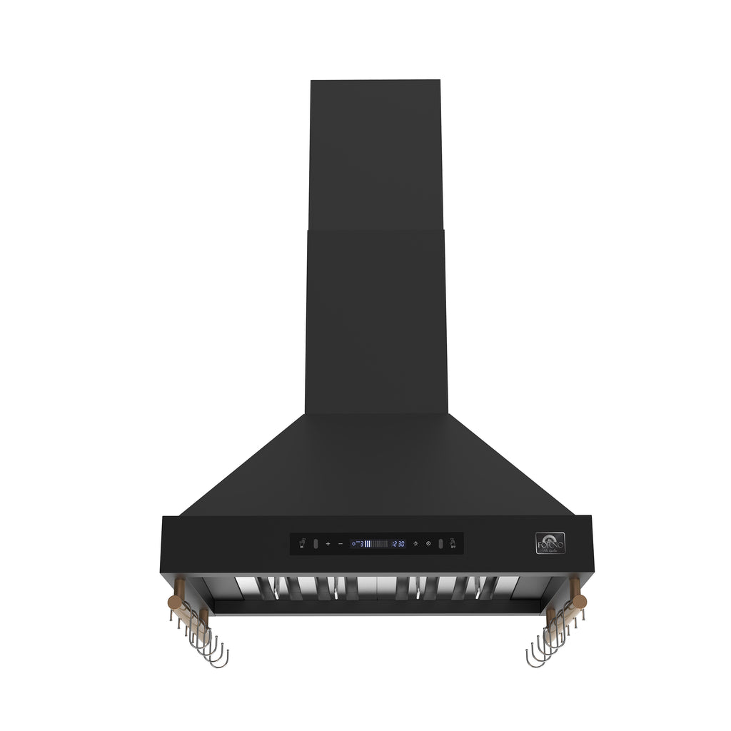 Forno Venezia 30 Inch Wall-Mounted Range Hood in Black with Touch Controls and Baffle Filters